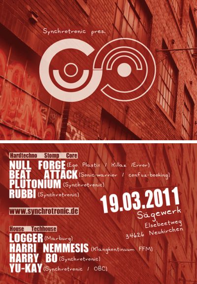 Flyer - Synchrotronic @ Sägewerk Neukirchen - März 2011